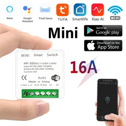 DIY WiFi Mini Smart Light Switch 16A Two Way Control Tuya/Smartlife APP Remote Control for Alexa Google Home Automation