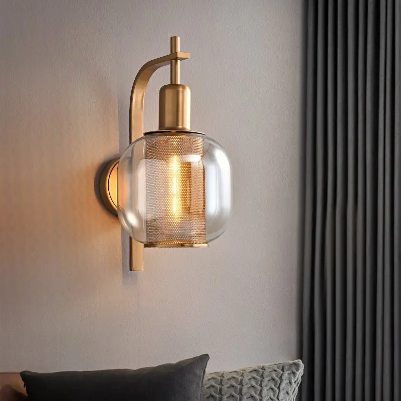 Designer Nordic Postmodern Wall Lamps Glass Lampshade LED Wall Sconces Corridor Living Room Hotel Corridor Embellish Wall Light