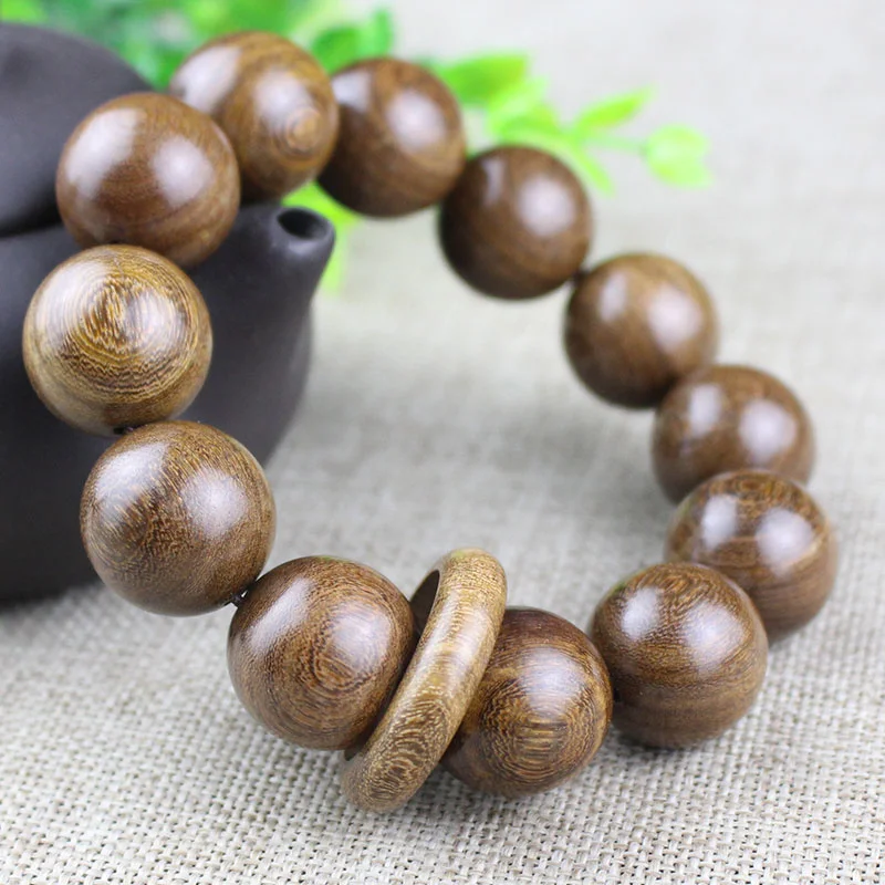 Golden Silk Sandalwood Bracelet Buddha Beads Personalized Ring Wooden Stationery and Women's Handmade Jewelry Live Hot Sale