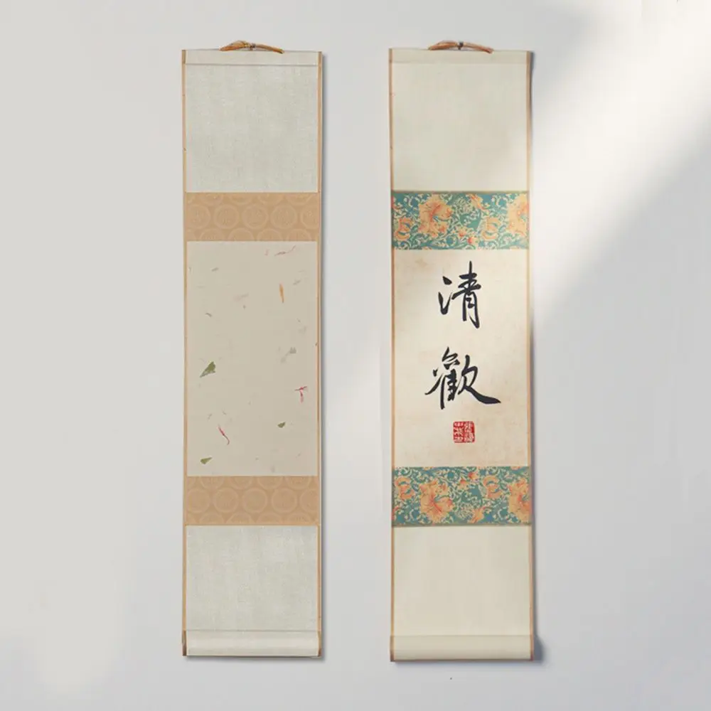 Painting Drawing Paper Vintage Rice Paper Scroll Self-made Gifts Chinese Style Mini Blank Trumpet Scroll Blank Hanging Scroll