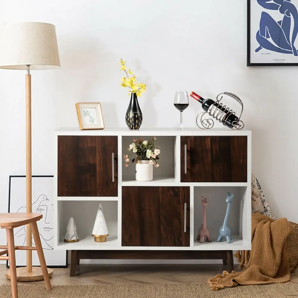 Wooden display tableware locker with multiple compartments