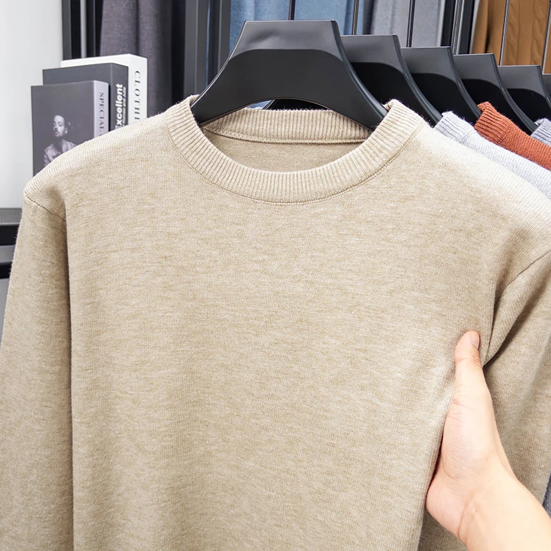 

Round neck knitted sweater for men's autumn and winter new style, men's thick sweater, men's base sweater, trendy inner outfit