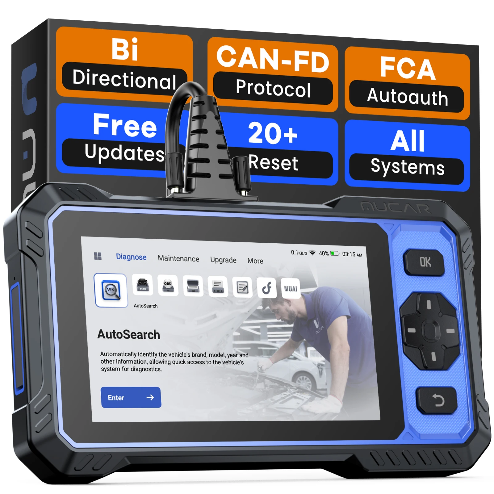 MUCAR 682 AI автомобильная диагностика OBD2 Сканер Анту, полная система 20, функция сброса, двунаправленное пожизненное бесплатное обновление CANFD