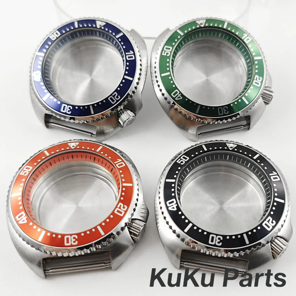 

S Crown NH35 Черепаха Черное кольцо 44 мм Черепаха Ушко Капитан Корпус Поклонный безель Корпус для часов NH34 NH35 NH36 NH38 NH70 Механизм