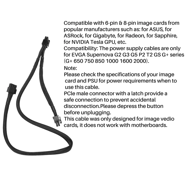 ABIU 8 PIN TO Dual 8 Pin 6 PIN PCIE VGA Power Supply Cable for EVGA Supernova G2 G3 G5 P2 T2 GS G+ 650 750 850 1000
