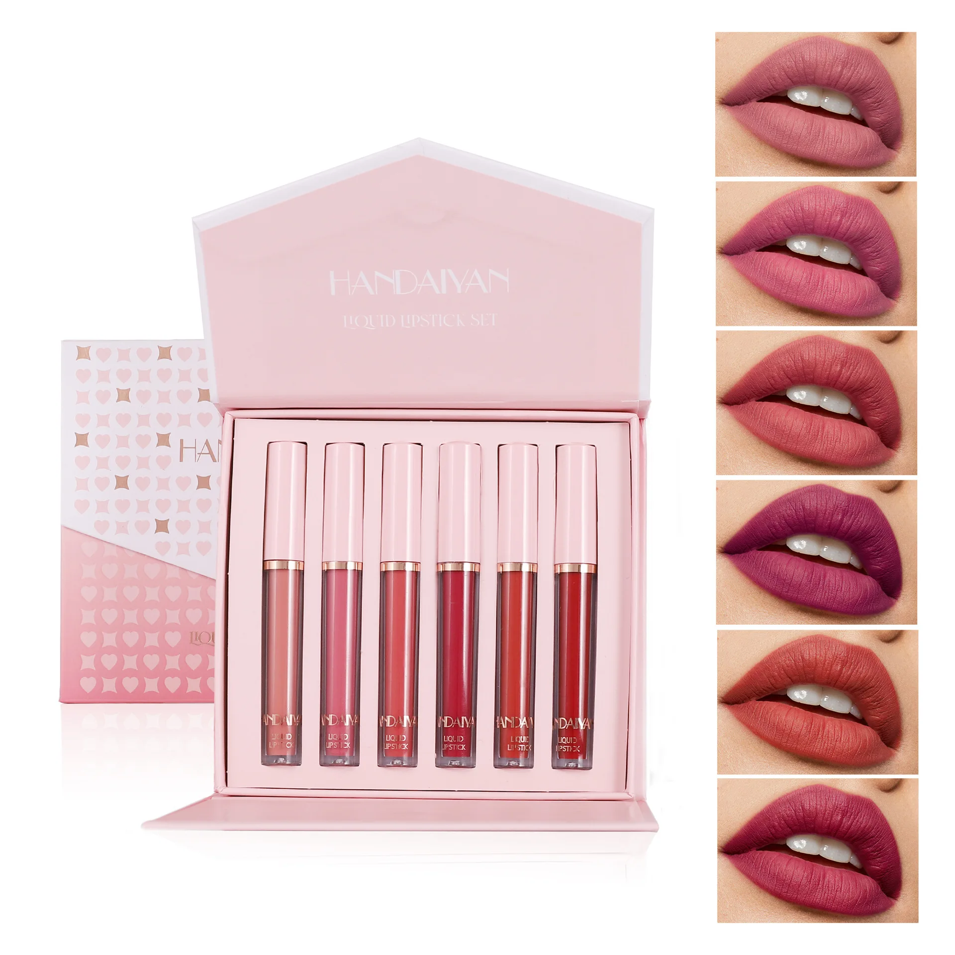 6 Colours Non-Stick Matte Lip Glaze Long Lasting Waterproof Lip Gloss Set with Gift Box