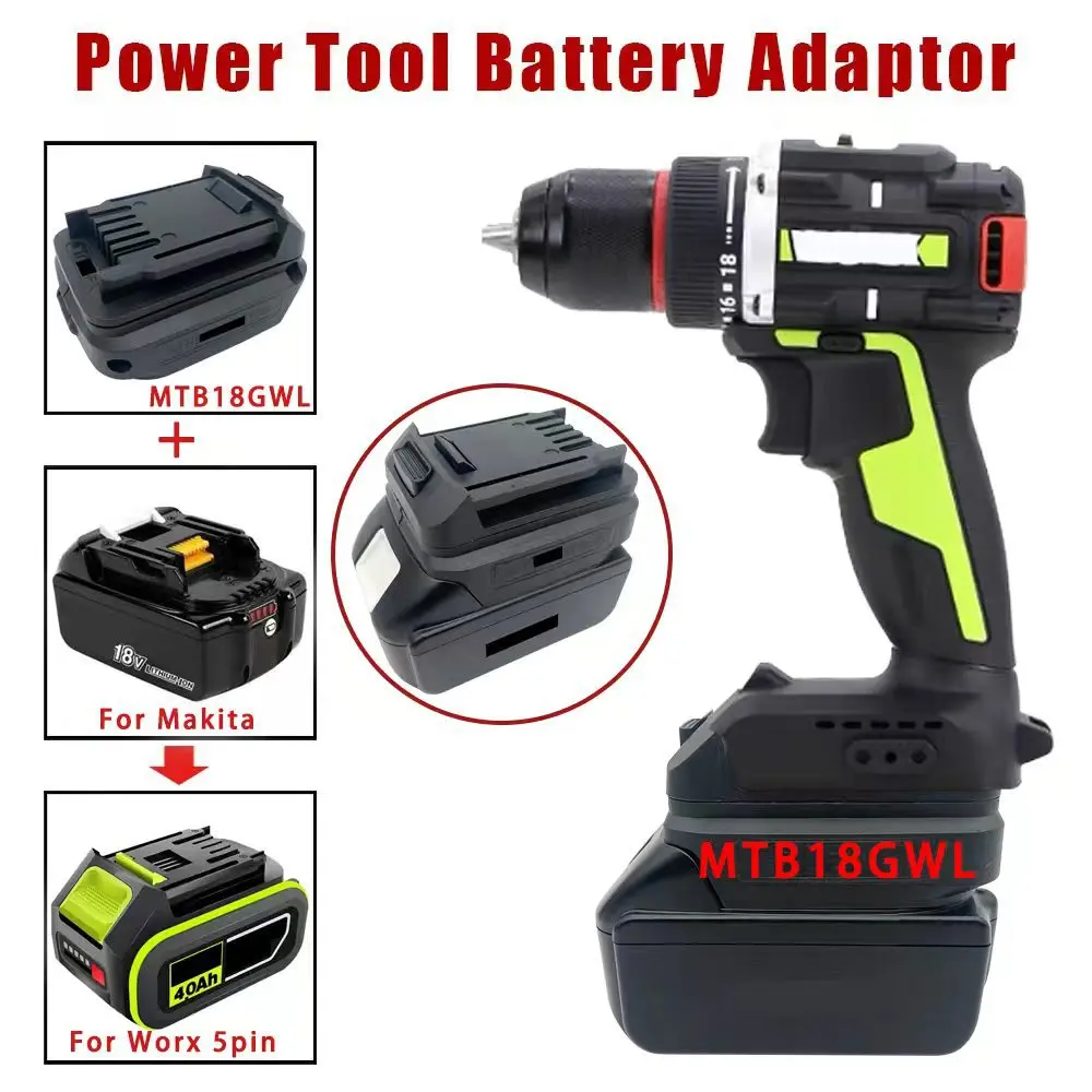 

MTB18OWL Battery Adapter Converter for Worx Orange 20V 4 PIN Lithium Battery Tool Adapter for Makita 18V Li-ion Battery BL1830