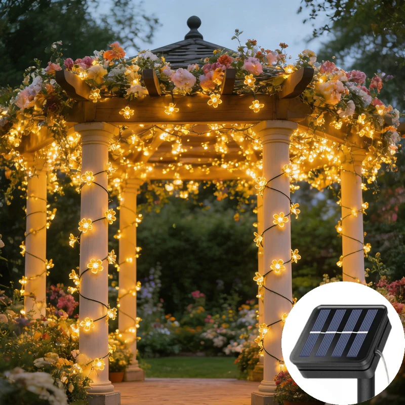 

LED Solar String Lights Cherry Blossom Garland Lights Outdoor Solar Garden Patio Decor Lights Christmas Wedding Party Decoration