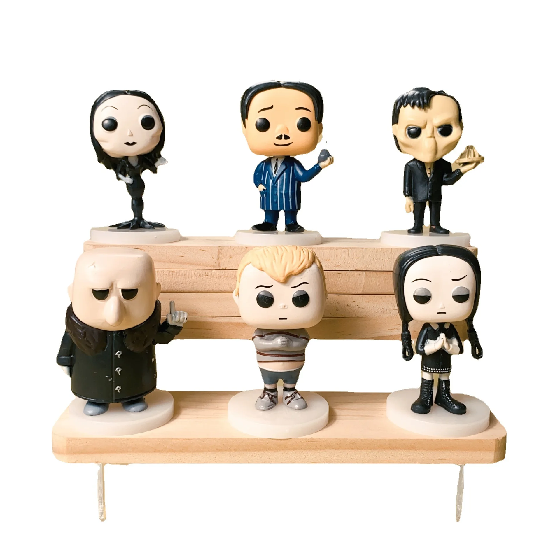 Novo 8cm 6 pçs/set filme a família addams quarta-feira q versão figura de ação pvc modelo estátua brinquedos boneca decoração mesa coletar presentes