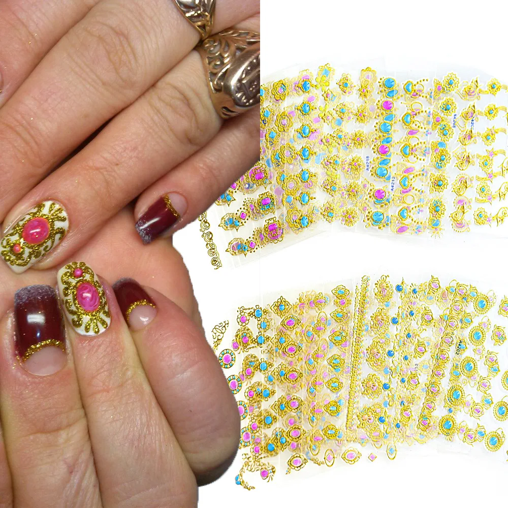 Mix 24 pçs 3d estrela de ouro bronzeamento arte do prego adesivo 8*10cm laser estrela lua design decalque do prego ouro prata auto-adesivo slider