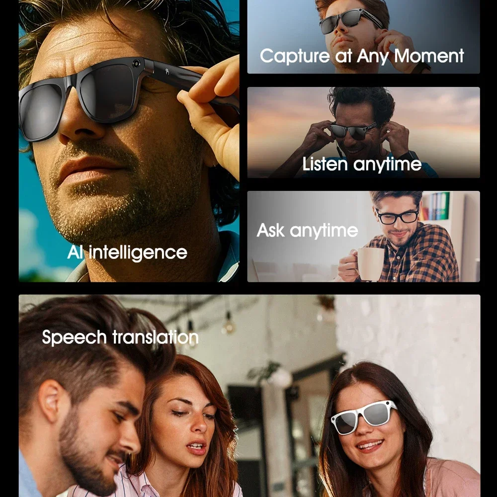 OPPO الإصدار الجديد من نظارات الذكاء الاصطناعي مع بكسل 8 ميجابكسل التقاط صورة فيديو 4 جيجابايت واي فاي الاتصال AI ChatGPT ترجمة مكبرة ذكية