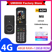 AGM M8 Security Rugged Flip Phone Senior Safe No Cam/Bluetooth WaterProof Clear 2.8”QVGA 4G SOS Button 1500mAh Battery FM Radio