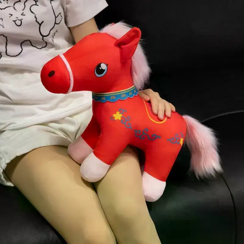 2026 ano novo cavalo mascote simulação pônei boneca de pelúcia brinquedo macio pelúcia bonecas decoração para casa para crianças presentes
