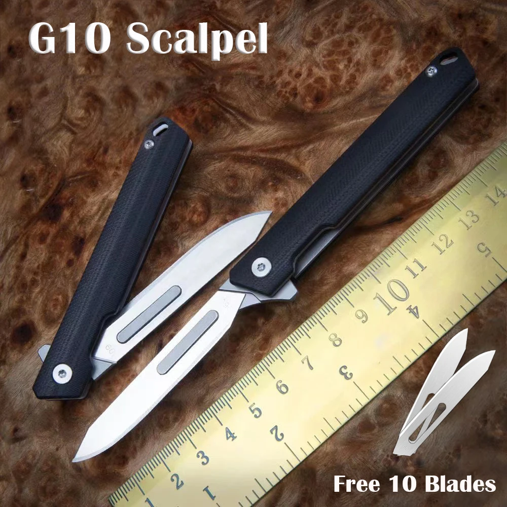 G10 Folding Knife Multi-function Sharp Knife Outdoor Self-defense Knife Cutting portable utility knife No. 60 blade scalpel