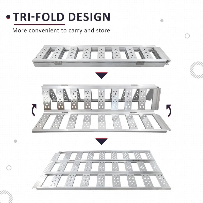Motorcycle locomotive aluminum alloy boarding ramp trifold folding boarding ladder widening battery car unloading slope