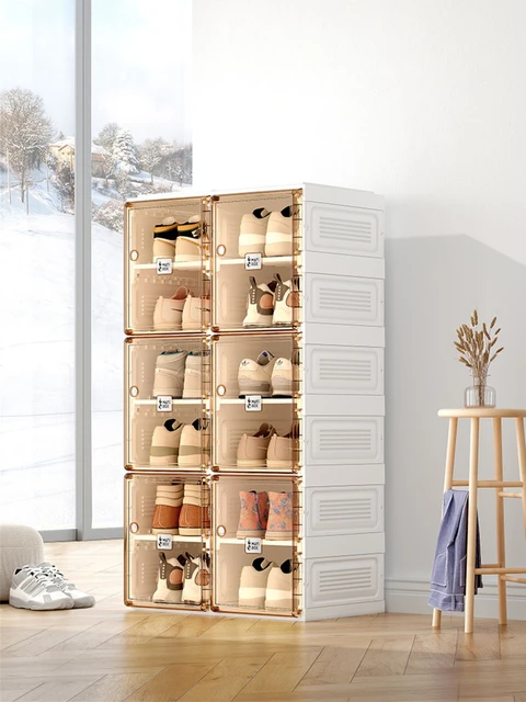 Super capacity Shoe Boxes Thickened Dustproof Shoes Storage Box Home Organizer Superimposed Combination Shoe Cabinet Collapsible