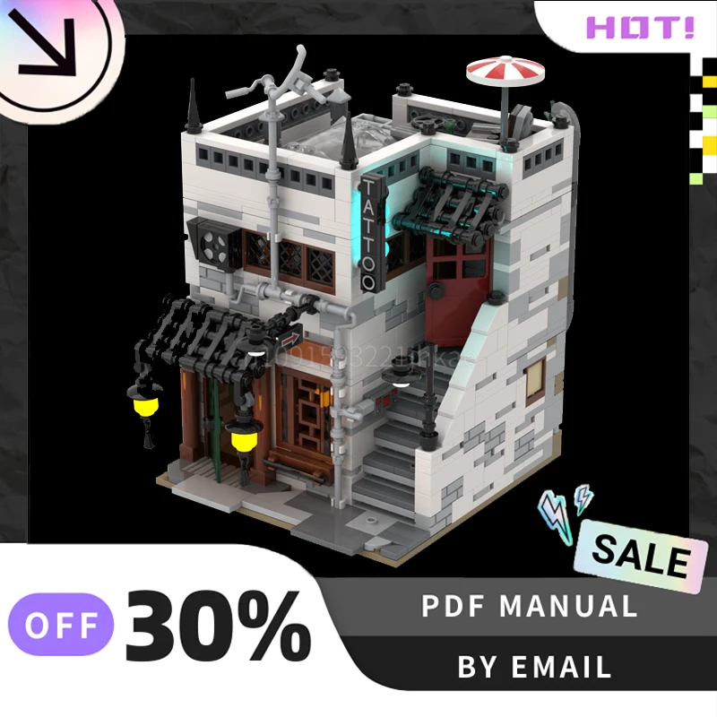 

[1291 шт.] индивидуальный набор MOC Tattoo Parlour, креативные строительные блоки, STEM, развивающие игрушки, комплект строительной модели, подарки на день рождения