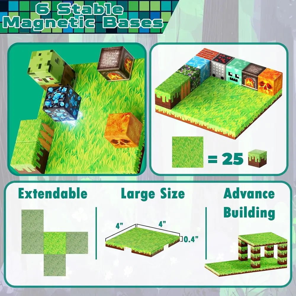 200피스 자석 빌딩 세트, 6개의 베이스 플레이트 포함, 4-8세 어린이를 위한 교육용 STEM 장난감, 3-12세에게 이상적, 크리스마스 선물로 완벽
