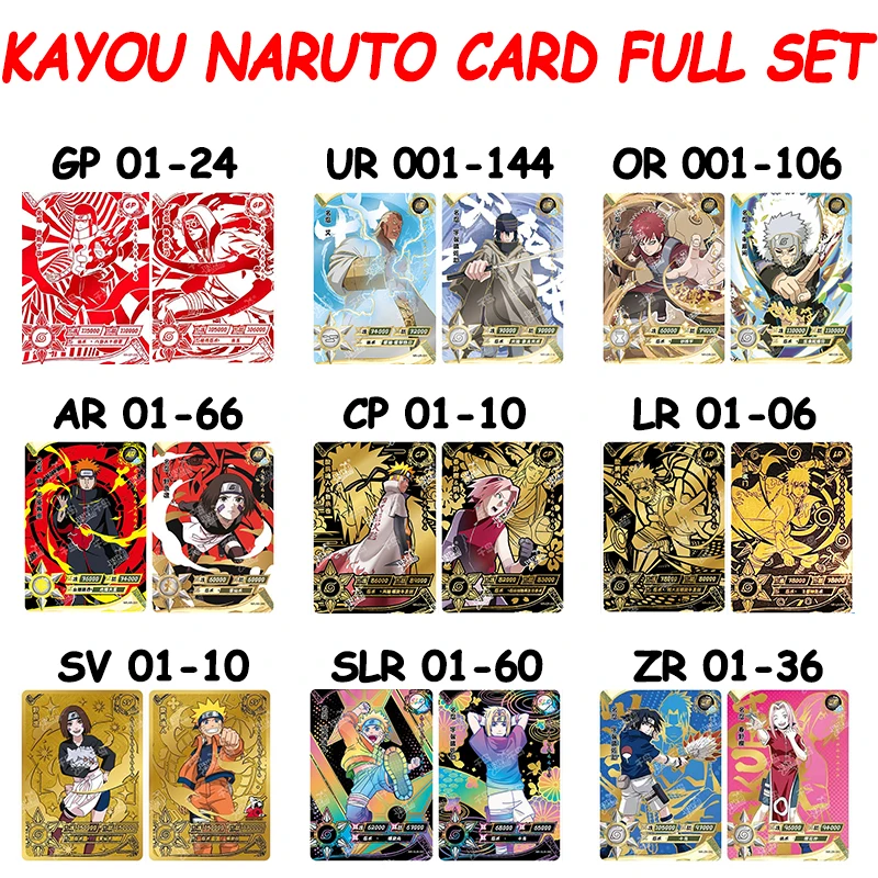 KAYOU Naruto Set di carte Serie completa SE BP NR CR PR GP CP SP MR PR SLR O AR UR ZR Carte Sasuke Anime Collezione di carte Giocattolo regalo
