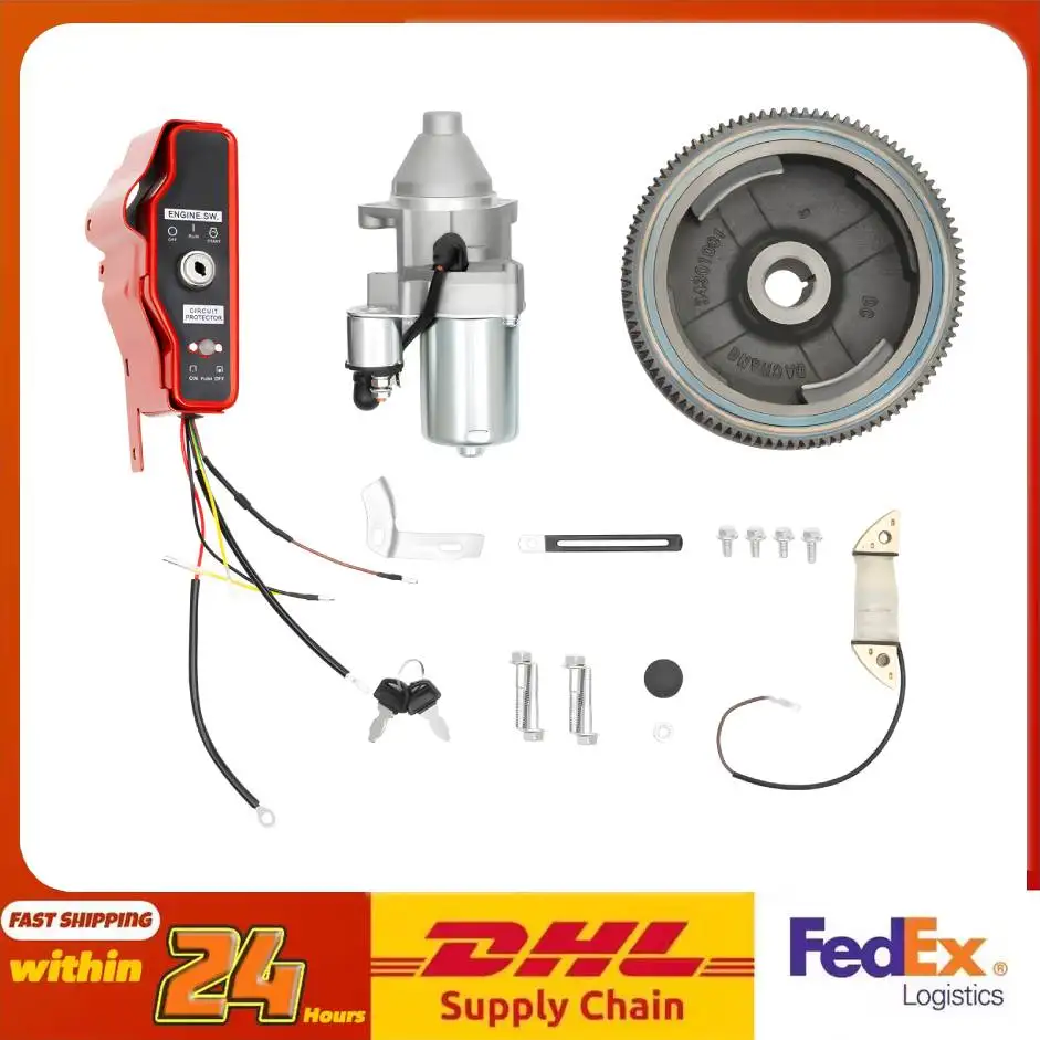 

Engine Electric Start Assembly Starter Motor Flywheel Key Switch Box for Honda GX340 GX390 2011 & Older Models