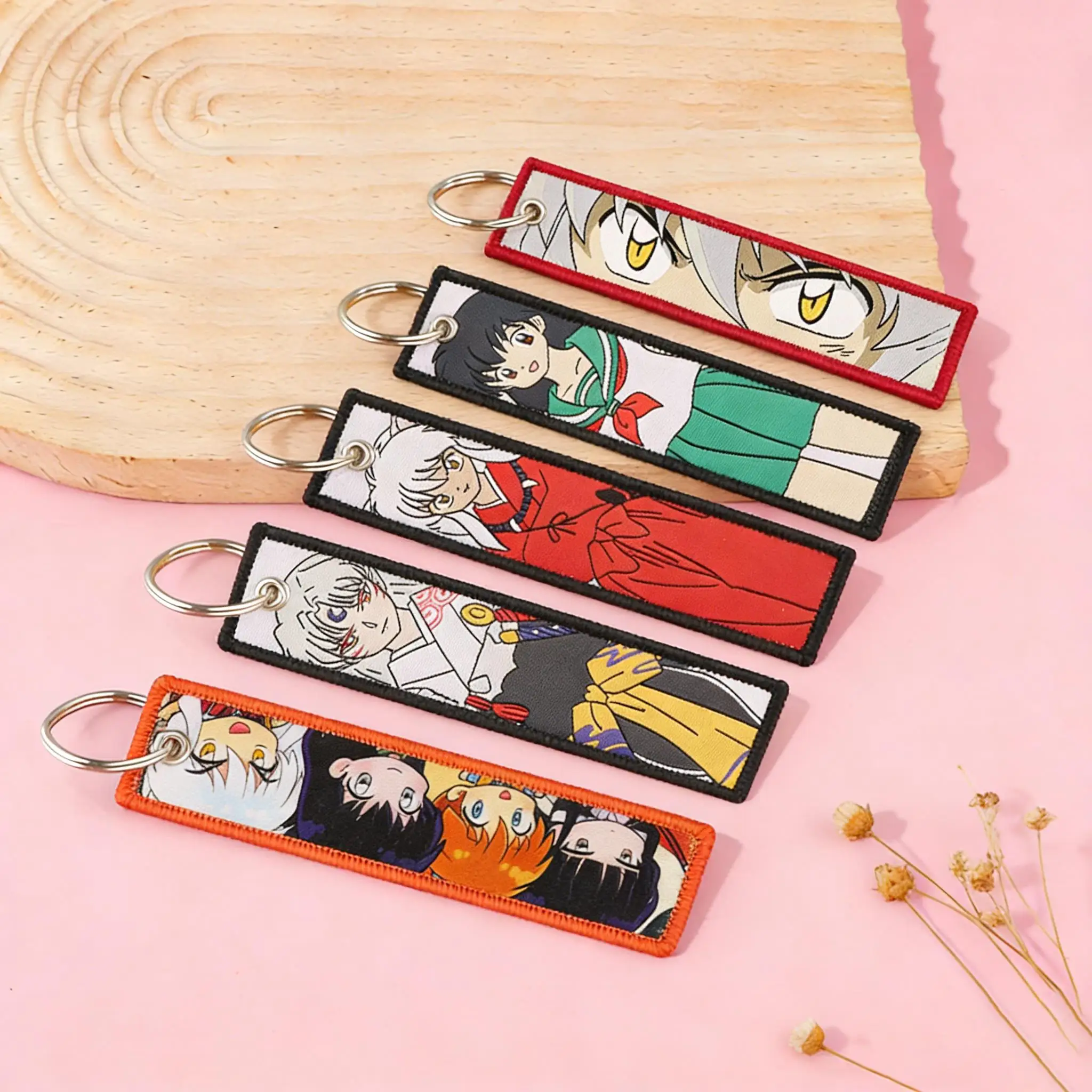 

Kawaii Embroidered Keychains Anime Key Fobs Cute Key Tags Key Rings for Bags Cars Gifts for Fans Cosplay Accessories