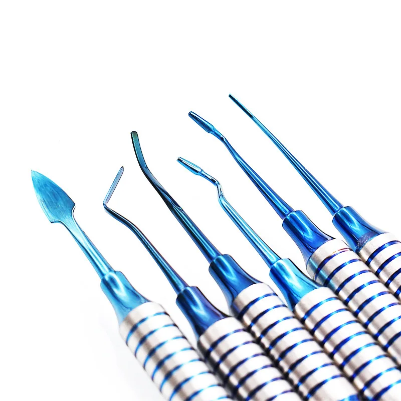 6Pcs Professional Dental Composite Resin Filling Spatula Restoration Instrument Instrument Titanium Plated Head Tool