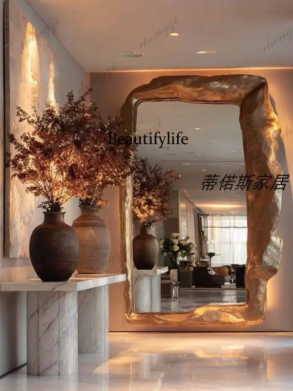 French retro full-length mirror special-shaped, creative living room high-end fitting mirror wall wall art mirror