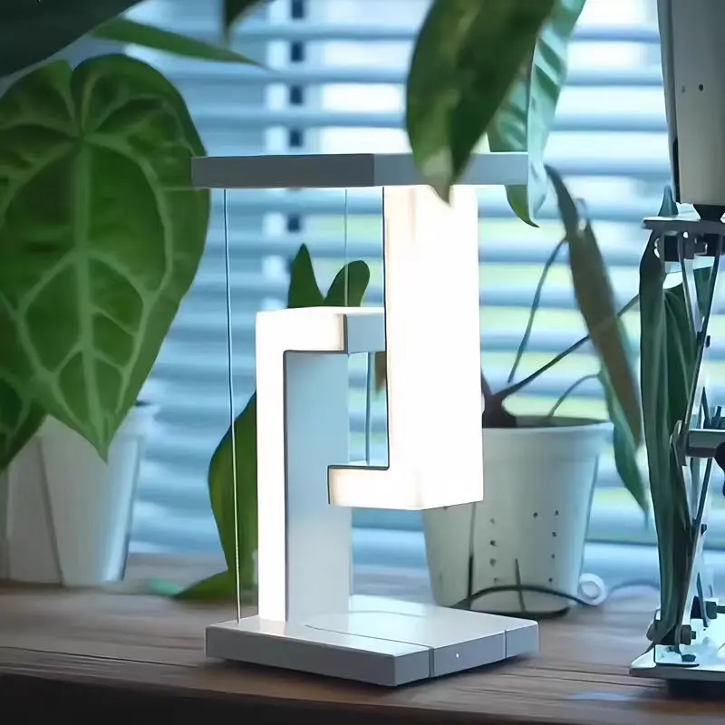 Lámpara de escritorio de luz nocturna antigravedad con suspensión, LED de carga inalámbrica para dormitorio, interruptor de pantalla táctil, brillo de 3 etapas