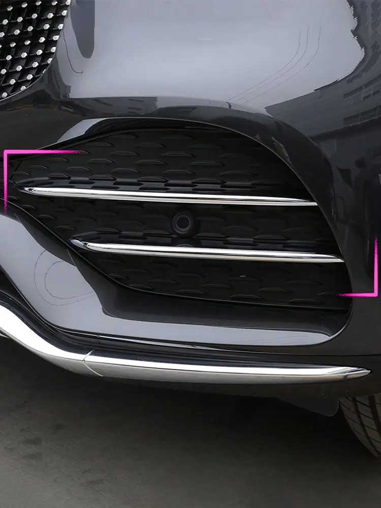For Mercedes Benz GLC Class X253 2020 ABS Chrome Car Front Fog Light Strips Air Intake Grille Cover Trim Accessories