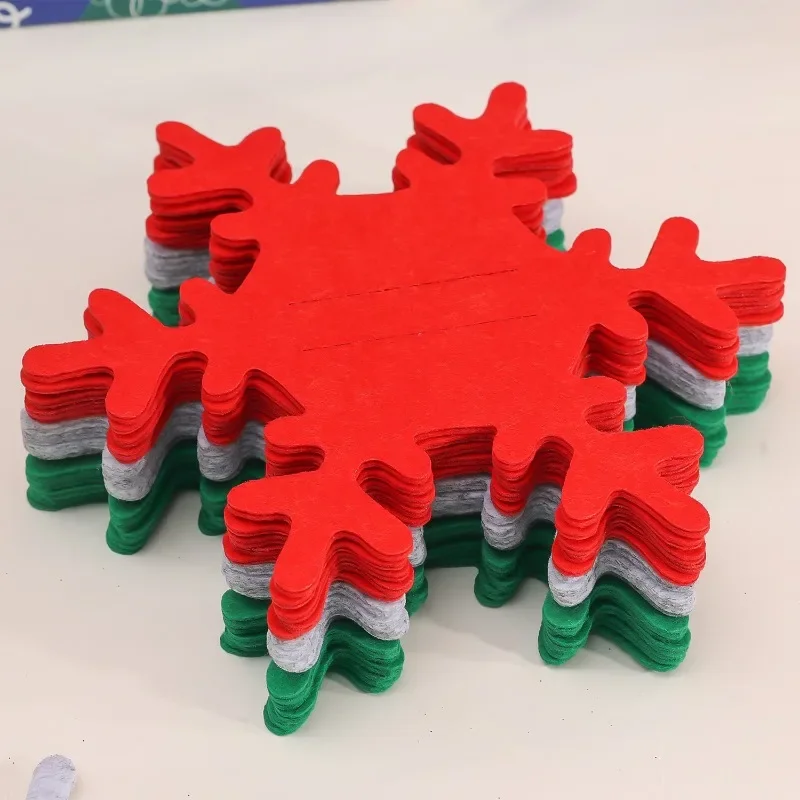 12-240pcs Christmas Cutlery Holder Non-woven Fabric Xmas Tree Cookware Table Tools Red Green Snowflake Fork Spoon Cutlery Bags