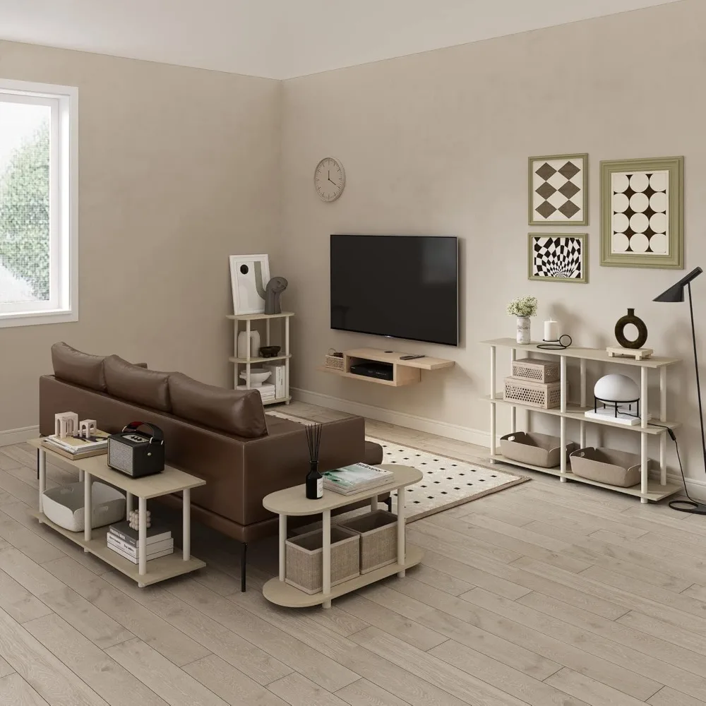 Современный прямоугольный приставной столик без инструментов в сборе, 4-уровневая полка для хранения для гостиной, спальни, офиса