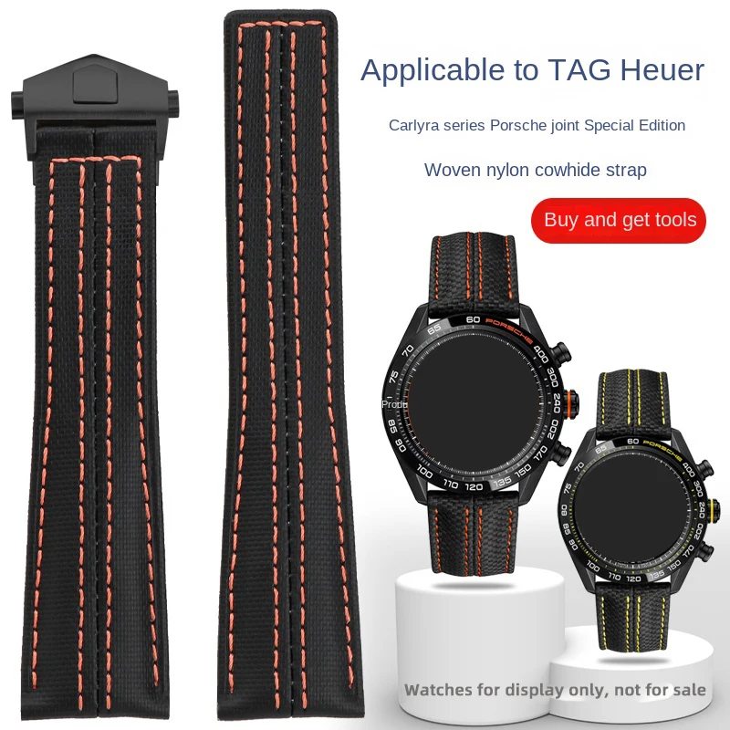 

Nylon cowhide bottom wristband suitable for TAG Heuer Carrera series Porsche co branded CBN2A1H/M nylon strap accessory 22mm