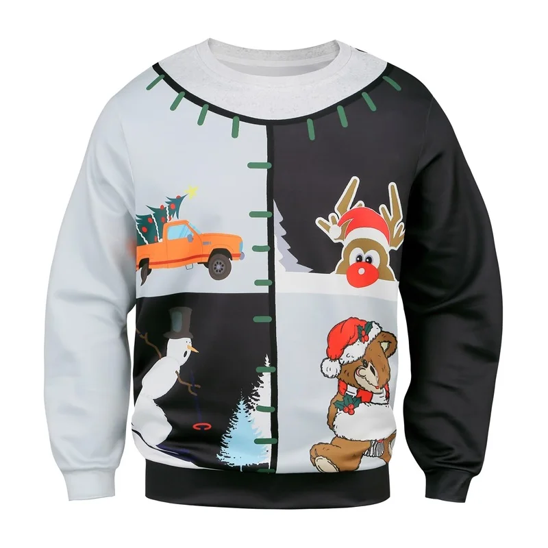 ثلاثية الأبعاد مطبوعة الزنجبيل رجل الجرافيك س الرقبة هوديس الأزياء الإبداعية تصميم طويل الأكمام البلوفرات الخريف الشتاء بلوزات غير رسمية