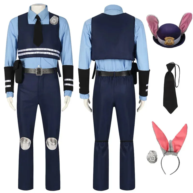 

Cartoon Zoo Fantasy Judy Cosplay Costume Top Pants Vest Outfits Women Adult Halloween Carnival Party Disguise Roleplay Suit