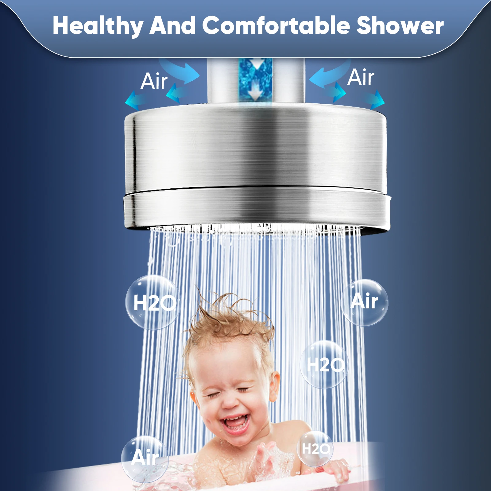 Filtered Shower Head 3 inch Round Rainfall & High Pressure Stainless Steel Bath Shower Head Waterfall Full Body Coverage  811537