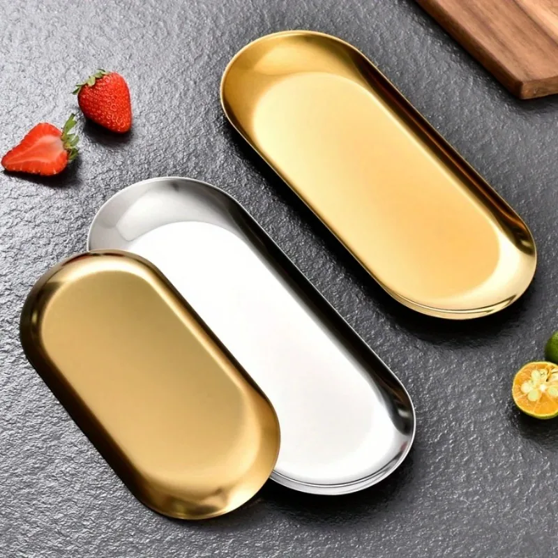 Stainless Steel Gold Dining Plate Dessert Plate Nut Fruit Cake Tray Snack Kitchen Plate Western Steak Kitchen Plate Dish image 5