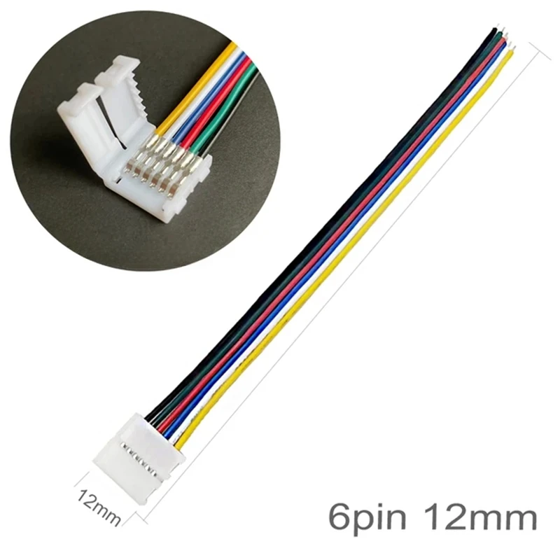 2pin 3pin 4pin 5pin 6pin LED Connector Double Clip Connector Cable Wire 8mm 10mm 12mm For 3528 5050 RGB RGBW RGBCCT LED Strip