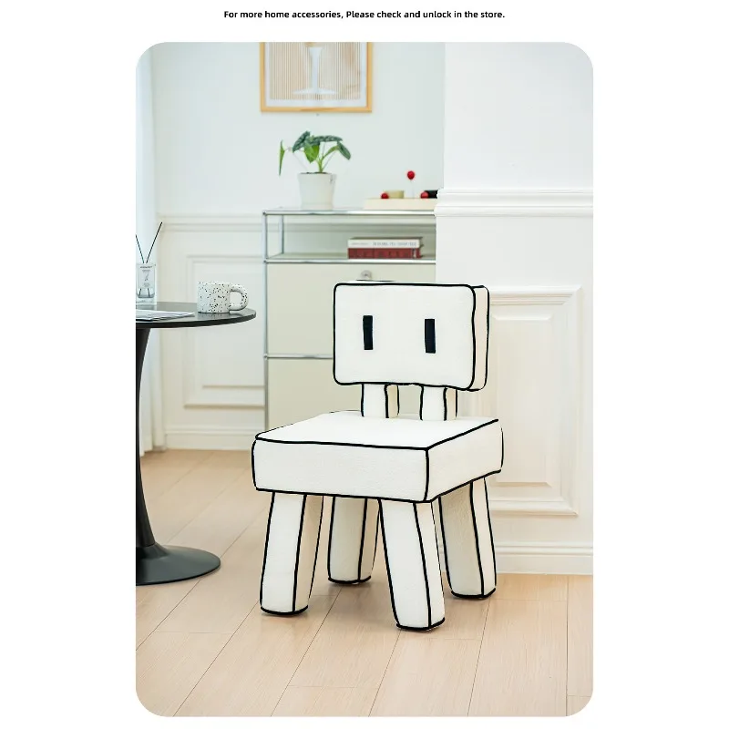 Lazy Comic Art Accent Chair Anime Sketch Line Design Creative Backrest Seat for Home Makeup Area and Lounge