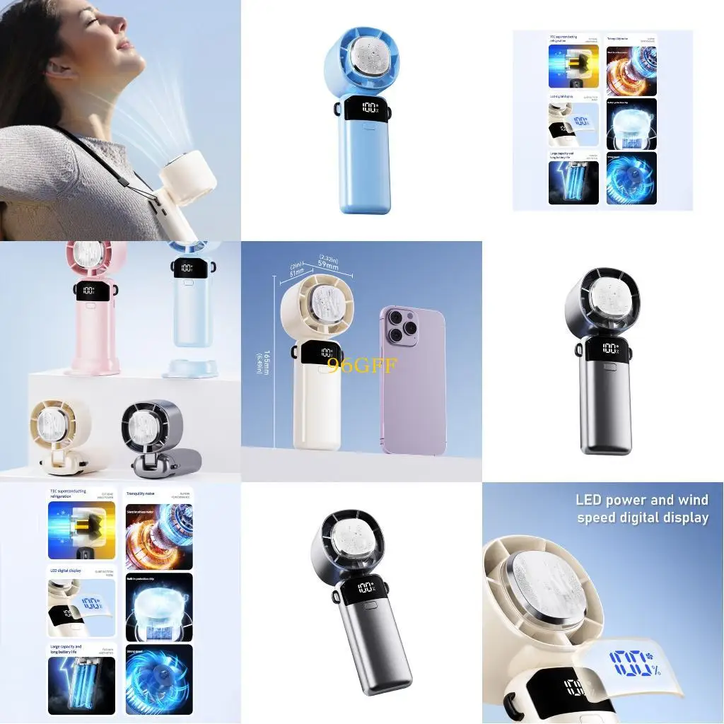 

96GF Перезаряжаемый портативный вентилятор с холодным сжатием 100 -й скоростью для туристического офиса на открытом воздухе