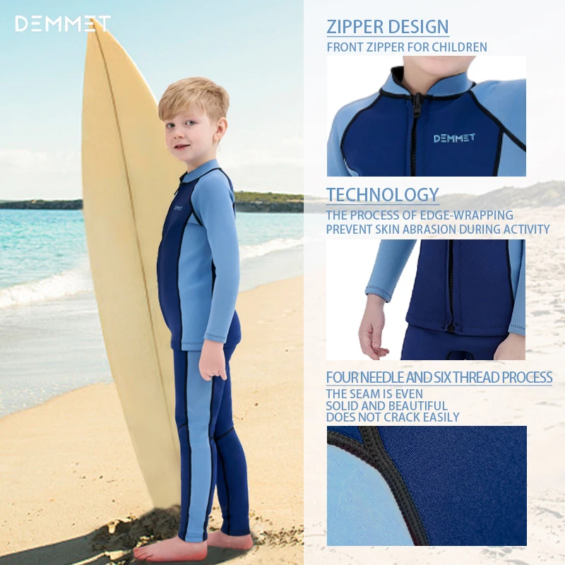 Kids Neoprene Diving Surfing Suit Split Long Sleeve Wetsuit Girls Thick Swimsuit Boys Rash Guards Swimwear Keep Warm Clothes