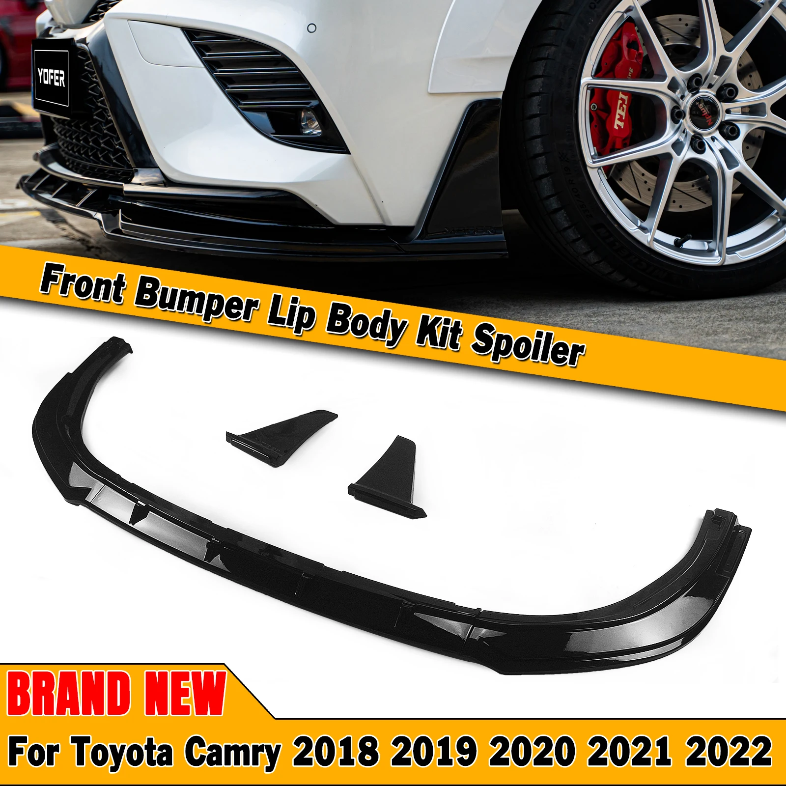 

YOFER Style Front Bumper Spoiler Lip For Toyota Camry SE XSE Sport Model Only 2018-2024 Gloss Black Car Lower Kit Splitter Blade