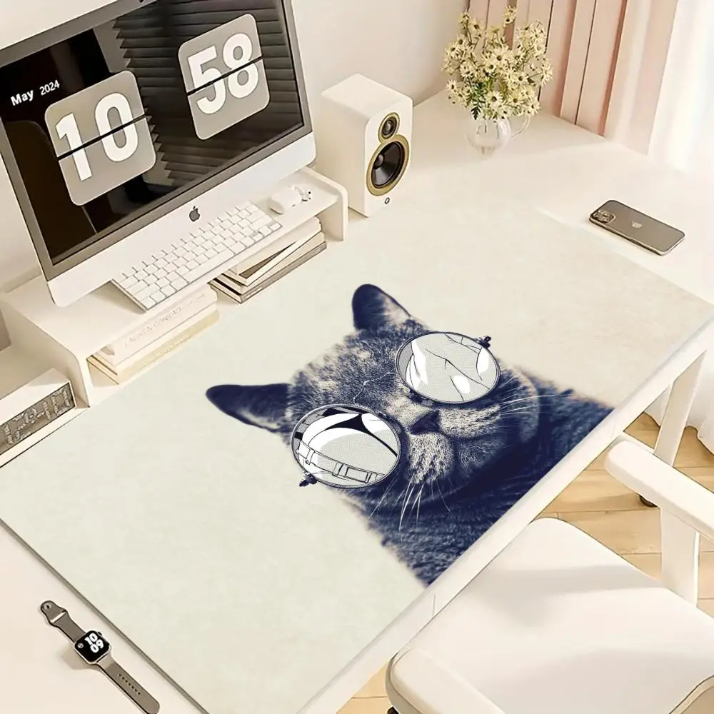 

Sunglasses Cat Mouse Pad XL Computer Accessories Office Game Table Mats Rubber Anti-slip Gaming Keyboard Mousepads XXL Desk Pads