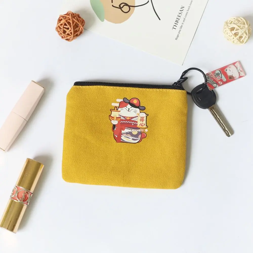 Lucky Cat Maneki Neko Coin Purse With Pendant Zipper Change Storage Bag Pocket Fortune Cat Lipstick Cosmetic Bag Small Item Bag