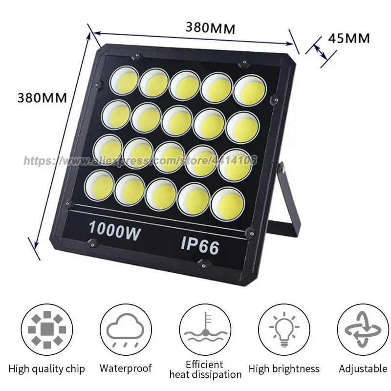 Bulbo halógeno tradicional equivalente a 1000W. Luz de inundación LED, luces de seguridad para exteriores, luz blanca diurna 6000K, resistente al agua IP66