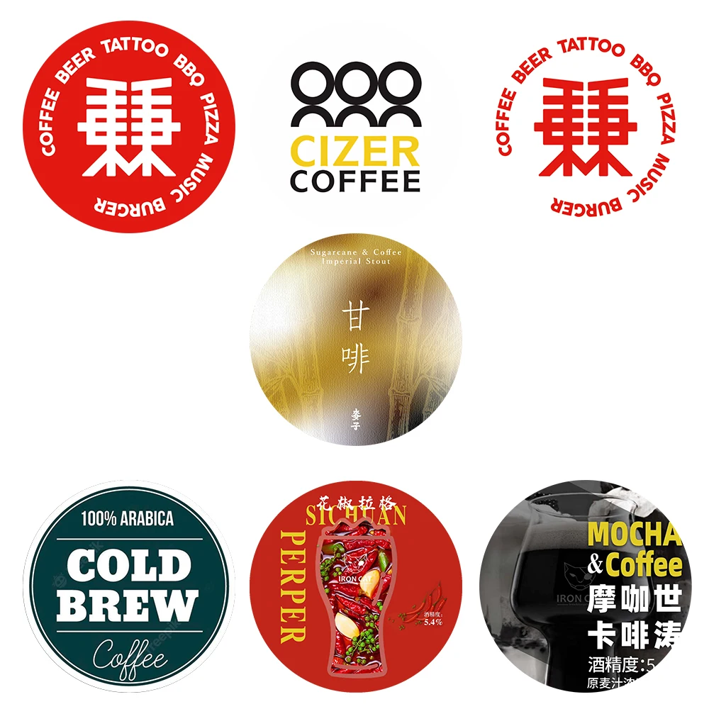 Customize LOGO Printing Convex Lens coffee Pump Badge φ81mm