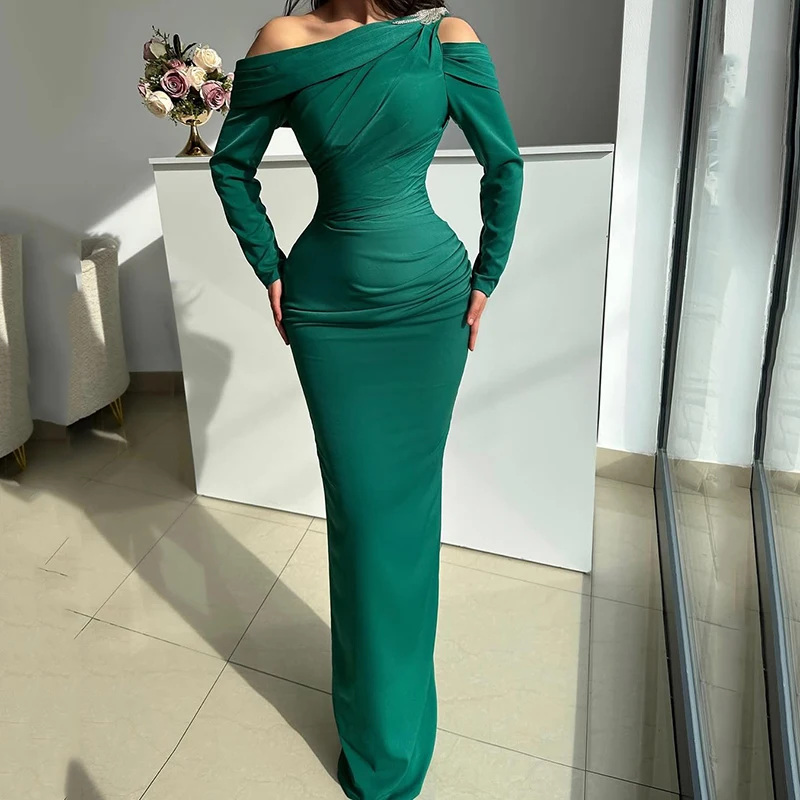 

Thinyfull Sexy Mermaid Prom Evening Dresses Women Long Sleeves Beadings Party Dress 2025 Night Cocktail Prom Gowns Customized