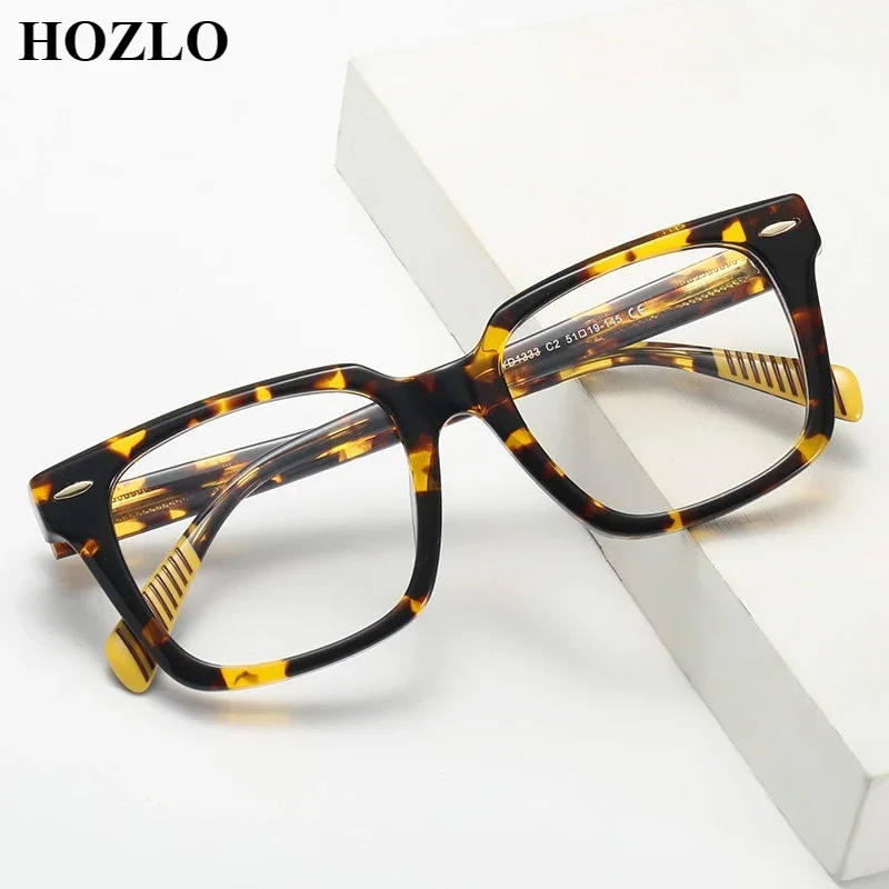 

New Europe America Women Fashion Large Square Rivets Acetate Anti Blue Light Reading Glasses Magnifier Men Hyperopia Spectacles
