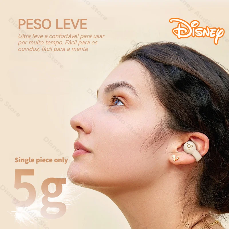 Disney Clip-On Sem Fio Bluetooth Fones De Ouvido, Alta Qualidade De Som, Cancelamento De Ruído, Gaming Video, Dual Host, Auriculares Esportivos