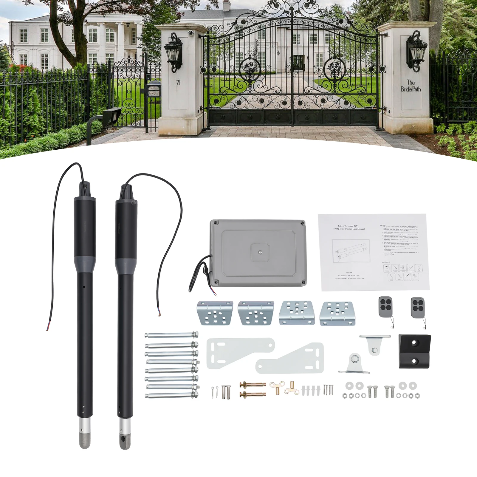 110V Automatic Heavy Duty Arm Swing Gate Opener Kit for Courtyard Single Gate 250RPM 40W