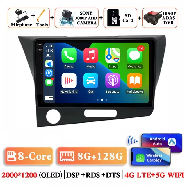 Android 16 autoradio voor Honda CRZ lhd 2010 - 2016, BT stereo, geen 2din video, draadloze Carplay, Auto ADAS, multimedia, 4G speler, DSP